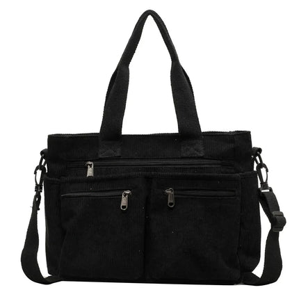 Female Large Capacity Corduroy Tote Bag | New Korean Style Fashion Women's Shoulder Crossbody Bag (Worker Commuter Handlebag)