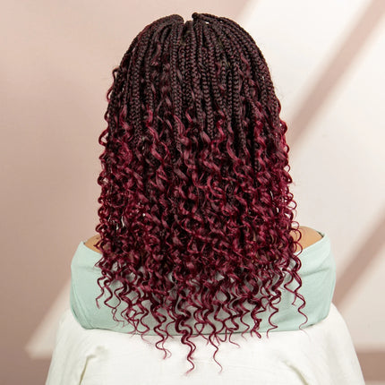 Burgundy Knotless Box Braids Wig with Curly Ends | Full Lace