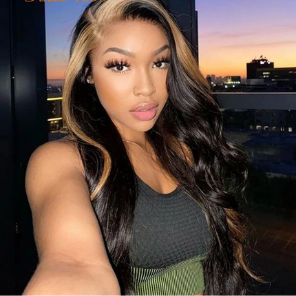 22"-24" Highlight PP27 Straight Lace Front Human Hair Wig | 13x6x1 Side Part Brazilian Remy Frontal Wig for Women