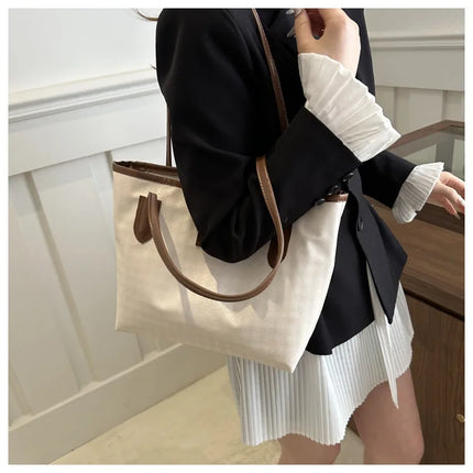 Retro Bag New Fashion Commuter Shoulder Bag | Large Capacity PU Leather Handbag (Casual Tote, Popular Gift, All Seasons)