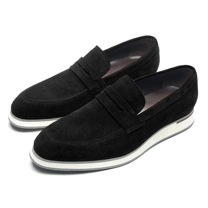 Classic Luxury Men's Cow Suede Penny Loafers | Genuine Leather Slip-on Casual Business & Social Flats