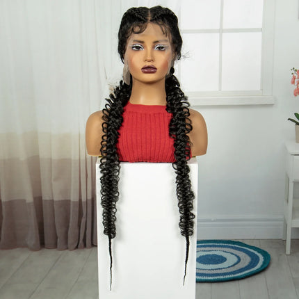 38" Knotless Twist Cornrow Braids Wig | Full Lace | Baby Hair