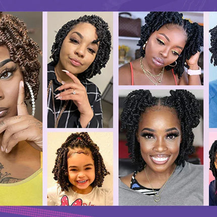 Bob Spring Twist Crochet Hair | Pre-Twisted Passion Twists | Pre-Looped Braids | 6-8 Inch | 20 Strands/Pack