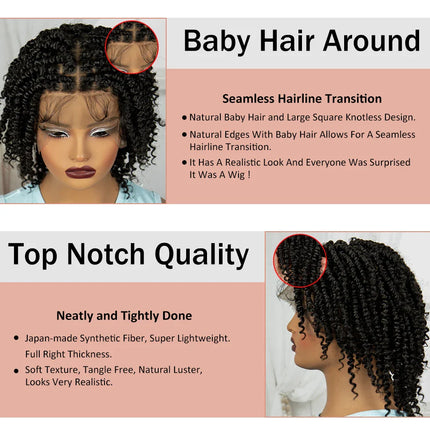 10" Natural Twist Braids Wig | Full Lace | Baby Hair | Short Braided Style