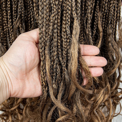 36" Water Wave Braided Wig | Lace Front | Baby Hair | Long Braids