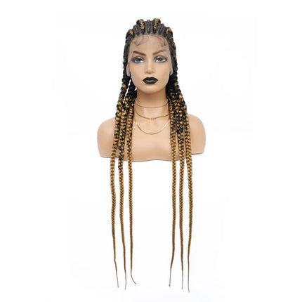 36" Jumbo Knotless Box Braids Wig | Incoo Full Lace Cornrow Wig | Transparent Lace | African Braided Hair