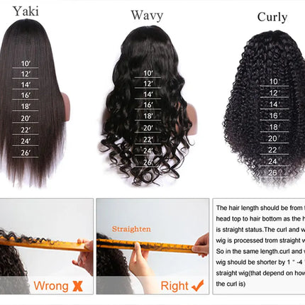 13x6 Lace Frontal Human Hair Wig | Straight Brazilian Remy Hair | Natural Black | 150%/180% Density | Pre-Plucked