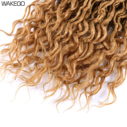 Goddess Faux Locs Crochet Hair | 18" Soft Curly Braids | Ombre Dreadlocks Extensions | 24 Strands/Pack