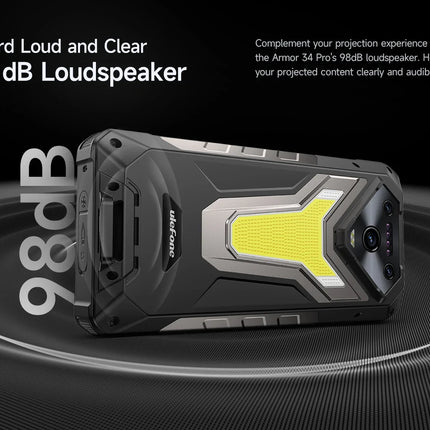 Ulefone Armor 34 Pro 5G AI Rugged Phone 25500mAh Up to 32GB+512GB Built-in Projector 120Hz 6.95" NFC Smartphone
