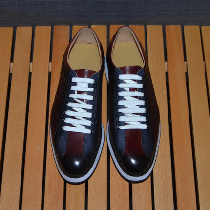 Original Men's Designer Casual Sneakers | Genuine Leather Plaid Derby Skateboard Shoes (Height Increasing)