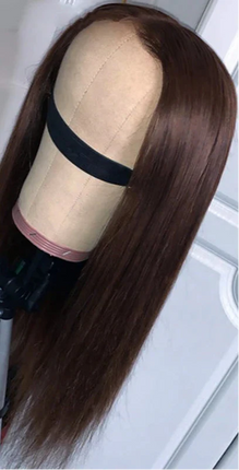 Dark Brown & Ginger Blonde Straight Wig | 13x4 Transparent Lace Front Peruvian Human Hair (Pre-Plucked)