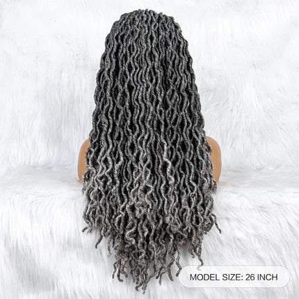 Knotless Box Braided Wig with Curly Ends & Baby Hair | Synthetic Lace Front Wig for Black Women