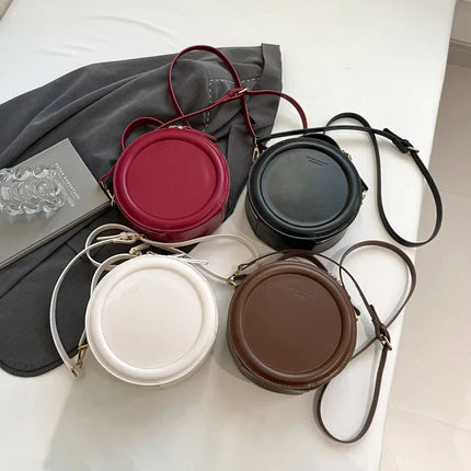 Round Crossbody Bags for Women | High Quality PU Leather Designer Shoulder Bag & Female Clutch Purse (Solid, Soft)