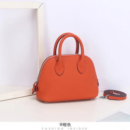 Shell Bag Women's Messenger Bag | Cow Leather Simple Shoulder Bag & Fashion Ladies Classic Handbag (Small Mobile Phone Crossbody Bag)