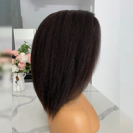 13x4 Glueless Kinky Straight Bob Wig | Ready-to-Wear | Brazilian Remy Hair | HD Transparent Lace