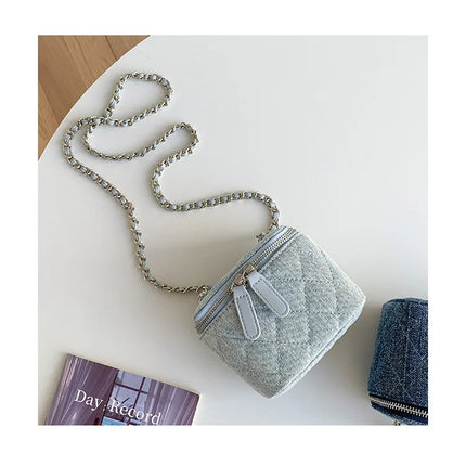 Mini Denim Crossbody Bags for Women | Lingge Chains Shoulder Bag & Fashion Brands Box Bag (Lipstick Coins Purses & Handbags)