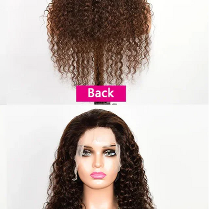 30" Curly Burgundy & Chocolate Brown 13x6 HD Lace Frontal Wig | 99J Colored Human Hair Wig for Women | Deep Wave