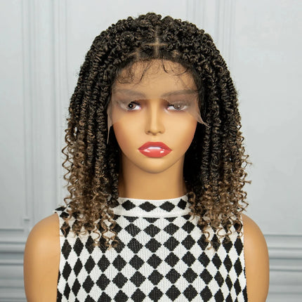 1B/27 Short Passion Twist Lace Front Wig | Knotless Braids | Baby Hair | Synthetic Twist Spring Wig