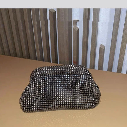 Luxury Glitter Cloud Bag Women's Handbag | Crystal Shiny Rhinestones Diamond Evening Bag (Wedding Party Clutch Purse Shoulder Bag)