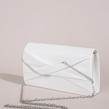 Hand Clutch Bag & Evening Clutch Bag for Women | Sparkling Crystal Rope Ruched Handbags & Glitter Envelope Purse for Party Girls