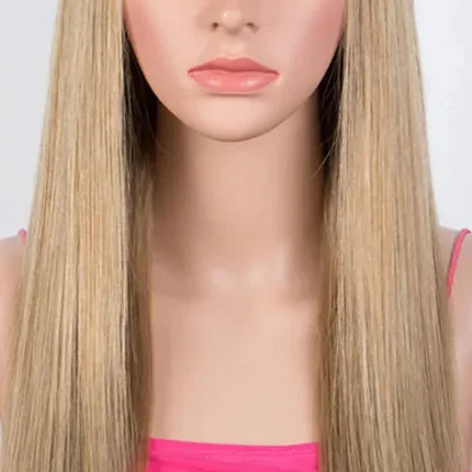 Dirty Pink Straight Human Hair Wig with Bangs | Full Machine Made Brazilian Remy for Women (Wear & Go)