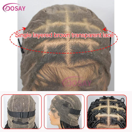 36" Butterfly Braided Full Lace Wig | Honey Blonde & Burgundy Goddess Locs | Synthetic Box Braids | Transparent Lace
