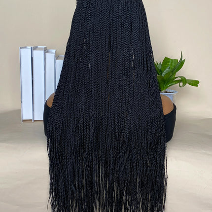 30 Inch Box Braids Wig | Kanekalon Fiber | Heat Resistant | Lace Front | For Black Women