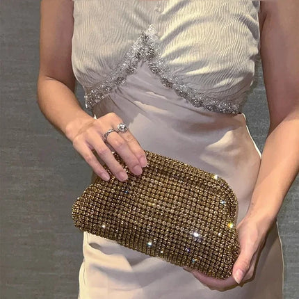 Luxury Glitter Cloud Bag Women's Handbag | Crystal Shiny Rhinestones Diamond Evening Bag (Wedding Party Clutch Purse Shoulder Bag)