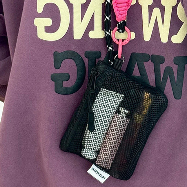Travel Makeup Storage Bags | New Mesh Coin Purse & Simple Portable Mini Bag (Multi-purpose Square Bag Double-layer Zipper Card Holder)