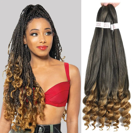 Pre-Stretched French Curly Braiding Hair - Natural Black Crochet Braids (Hot Water Setting)