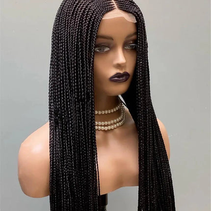 Ready-to-Ship 28" Center Part Box Braids Wig | 13x4 Lace Front | Middle Part | Kanekalon