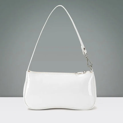 Retro Solid Color PU Leather Shoulder Bag | Fashionable Women's Casual Designer Hobo Underarm Handbag (Baguette Shape, All Seasons)