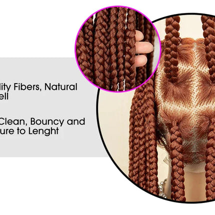 36" Big Knotless Box Braided Full Lace Wig | Cornrow Braiding Wig | Baby Hair | Synthetic Braids | For Women