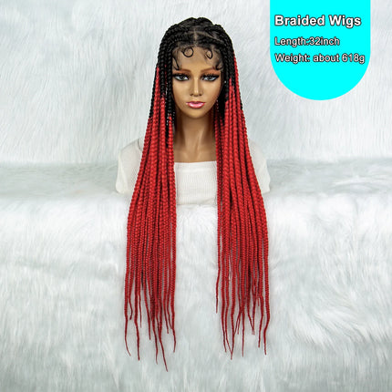 Colorful Knotless Box Braids Wig | Full Lace Cornrows | Large Braids