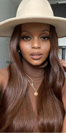 Dark Brown & Ginger Blonde Straight Wig | 13x4 Transparent Lace Front Peruvian Human Hair (Pre-Plucked)