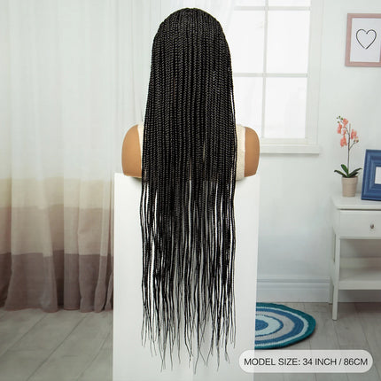 36 Inch Full Lace Braided Wig - Handmade Cornrow Braids with Baby Hair - Synthetic Lace Front Braided Wig for Black Women
