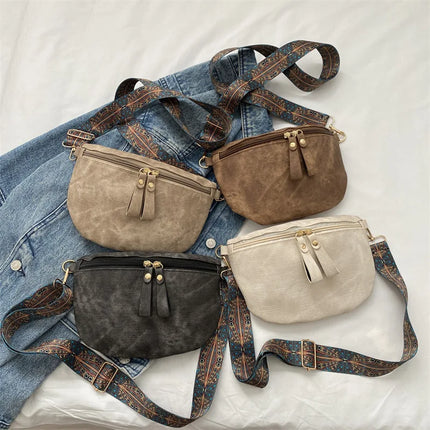Stylish Hobo Solid Color Satchel | Luxury Designer Chest Bag & Women's PU Leather Waist Bags (Wide Strap Fashion Fanny Shoulder Pack)