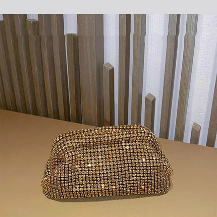 Luxury Glitter Cloud Bag Women's Handbag | Crystal Shiny Rhinestones Diamond Evening Bag (Wedding Party Clutch Purse Shoulder Bag)