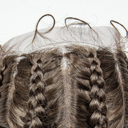22" Box Braids Full Lace Wig | Two Curly Ponytails | Baby Hair | Synthetic Braided Wig