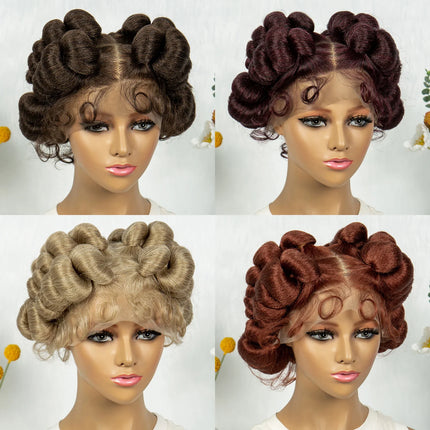 Handmade Bantu Knotless Box Braids Full Lace Wig | African Braiding Hair | Synthetic Wig
