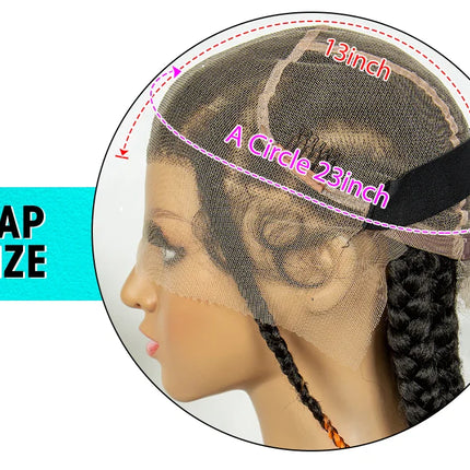 Knotless Box Braids Full Lace Wig | Cornrow Accents | Baby Hair | Synthetic Braided Wig