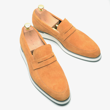 Classic Luxury Men's Cow Suede Penny Loafers | Genuine Leather Slip-on Casual Business & Social Flats