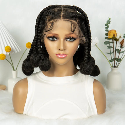 KIMA Burgundy Jumbo Box Braids Full Lace Wig | 350 Colored Bubble Braids with Baby Hair