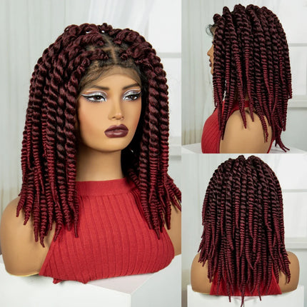 16" Knotless Box Twist Braided Wig | HD Full Lace | Natural Lace Front | Baby Hair | Synthetic Hair