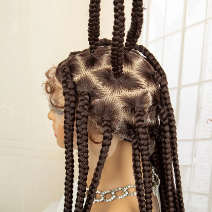 36" Big Knotless Box Braided Full Lace Wig | Cornrow Braiding Wig | Baby Hair | Synthetic Braids | For Women