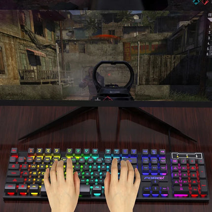104 Keys Wired Keyboard RGB Colorful Gaming Keyboard