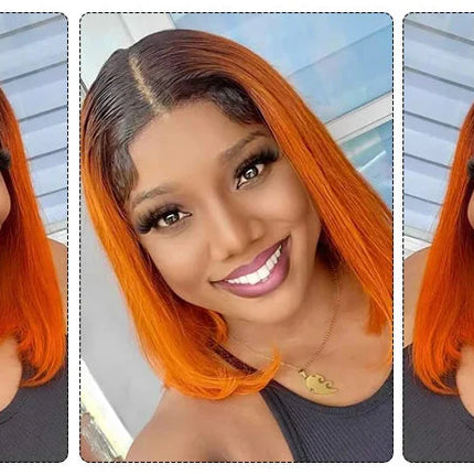 180% Density Honey Blonde Bob Wig | Straight T-Part Lace Front Brazilian Human Hair