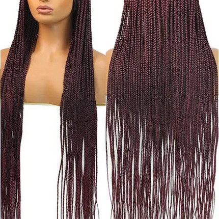 36" Blonde Cornrow Box Braided Wig | 613 Synthetic | Full Lace Front | Side Part | For Women