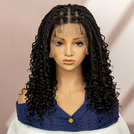 Burgundy Knotless Box Braids Wig with Curly Ends | Full Lace