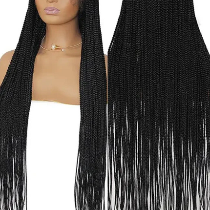 36" Blonde Cornrow Box Braided Wig | 613 Synthetic | Full Lace Front | Side Part | For Women